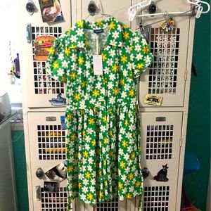 Modcloth Green and Yellow Floral Dress